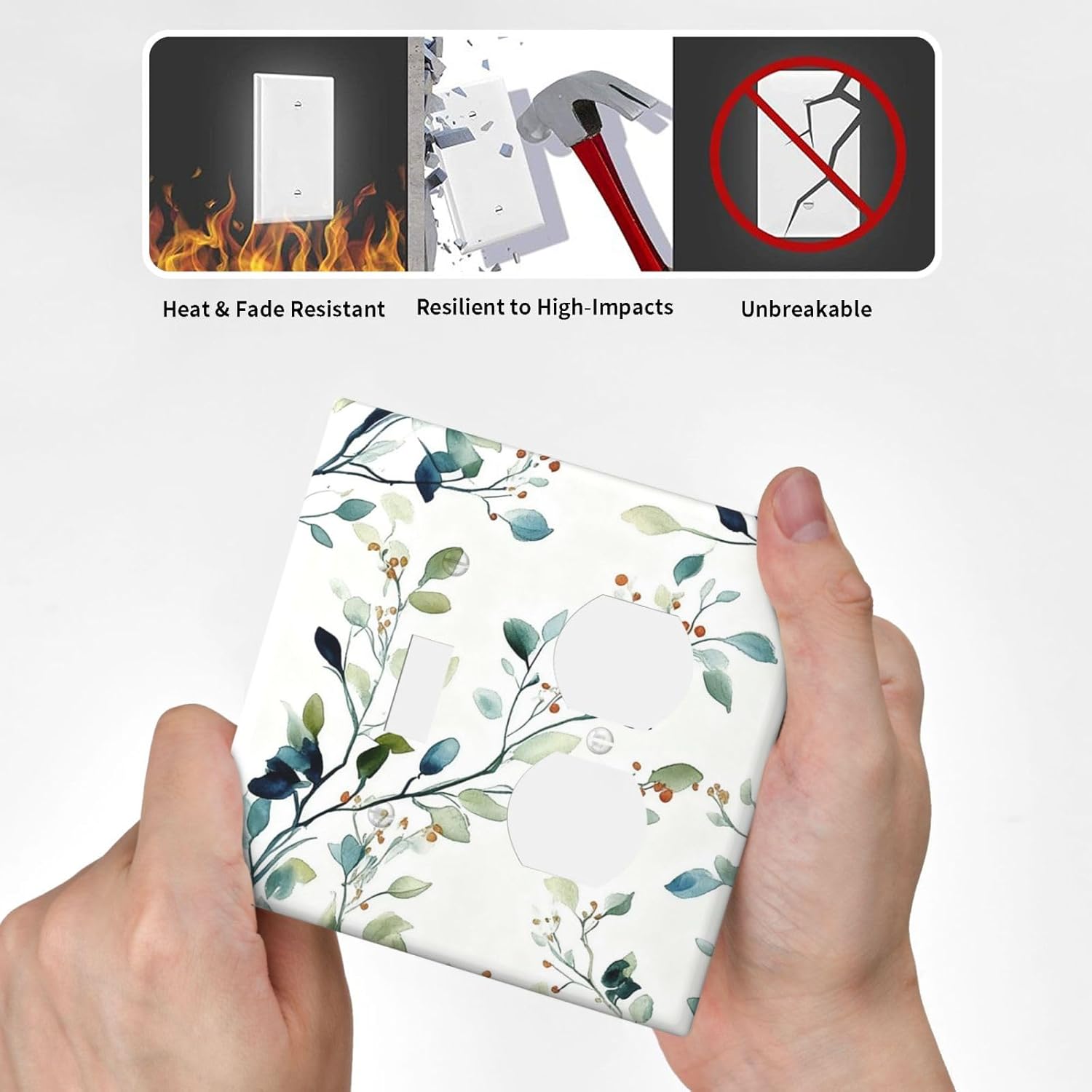 Decorative Outlet Covers Eucalyptus Leaf Geen Sage Leaves 2 Gang Light Switch Cover Plate Single Toggle Duplex Wall Plates for Electrical Outlets Switch Plate Covers for Bedroom Home Decor