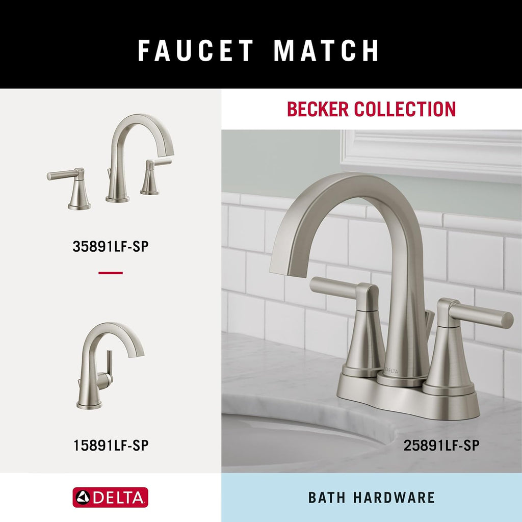 Delta Faucet Becker 3-Piece Bathroom Set, SpotShield Brushed Nickel, 18"/24" Towel Rack, Toilet Paper Holder, Ring BCK63-DN