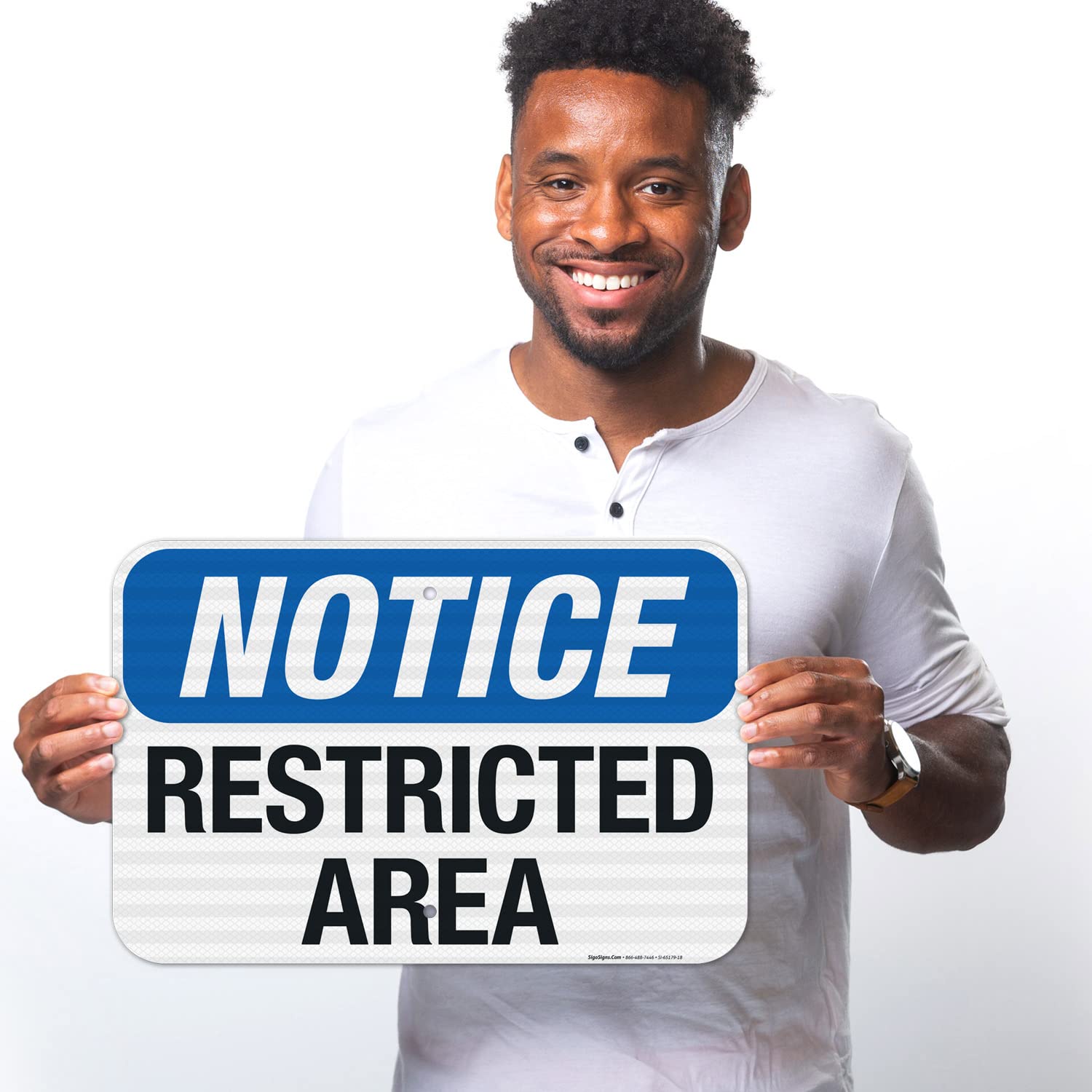 Notice Restricted Area Sign, 12x18 Inches, 3M EGP Reflective .063 Aluminum, Fade Resistant, Made in USA