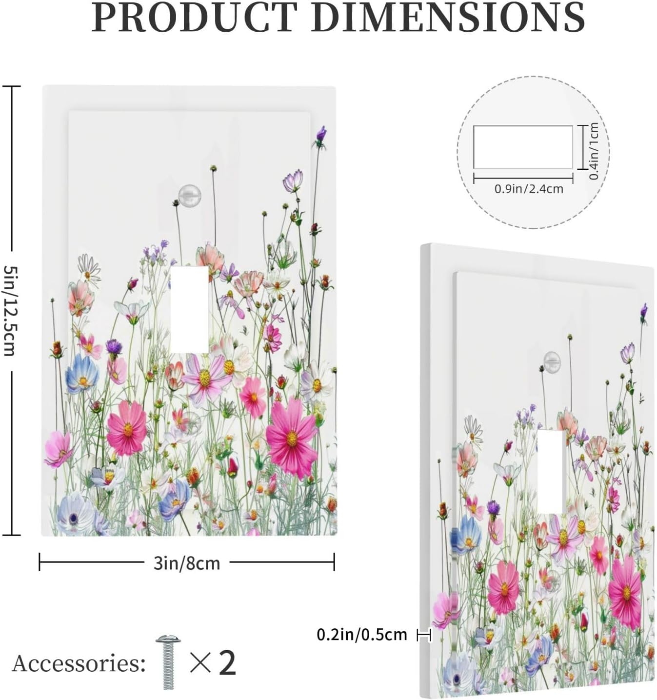 Decorative Light Switch Cover Boho Colorful Flowering Plant Wild Flower 1 Gang Single Toggle Device Electrical Faceplate Switchplates Decorator Outlet Wall Plate For Bed Room Living Room