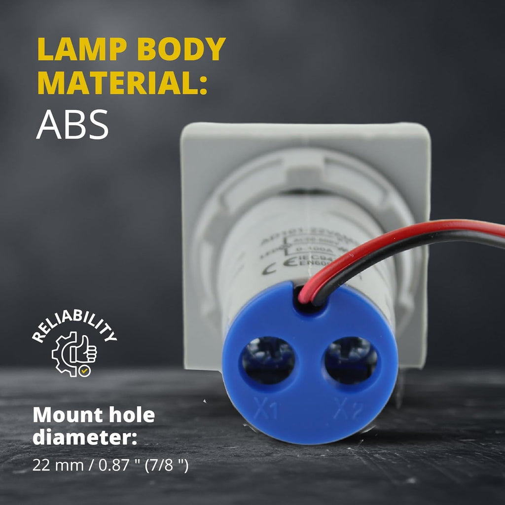 LED Voltage Display Panel Mount Volt Amp Meter, AD101-22VAMS 22mm Square Voltmeter and Ammeter, AC50-500V Voltage and 0-100A Current Meter, Blue (1 Pack)