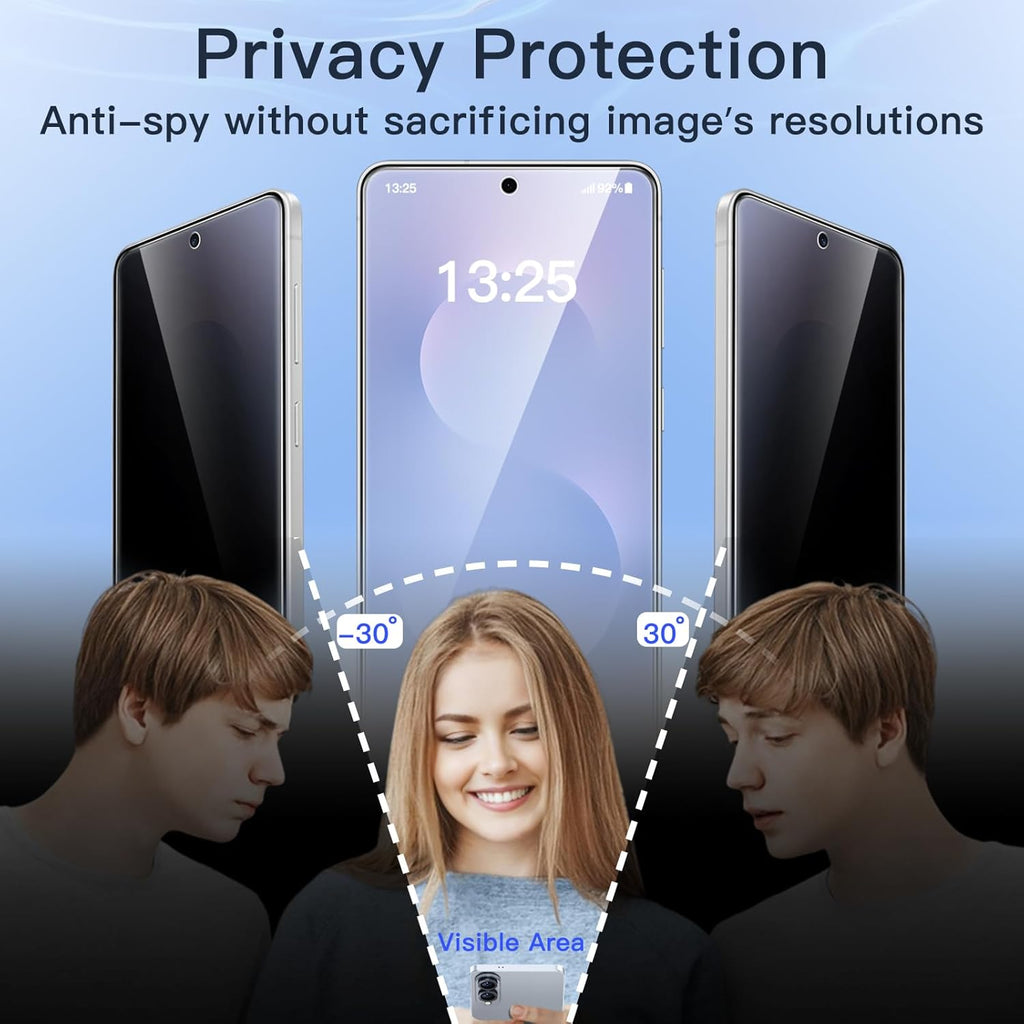 JETech Privacy Screen Protector for Samsung Galaxy S25 Edge with Camera Lens Protector, Anti-Spy Tempered Glass Film, Fingerprint ID Compatible, 2-Pack Each