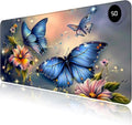 Heated Mouse Pad with 3 Levels Heated & 3 Hours Auto Shut-Off Mouse Pad for Warming Hands in Office Home, 23.6" x 14.2"Large Safe Desk Mat Hand Warmer，Blue Butterfly