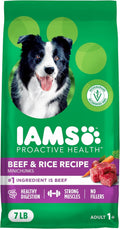 IAMS Proactive Health Adult Dry Dog Food Beef and Rice Recipe, 7 lb. Bag