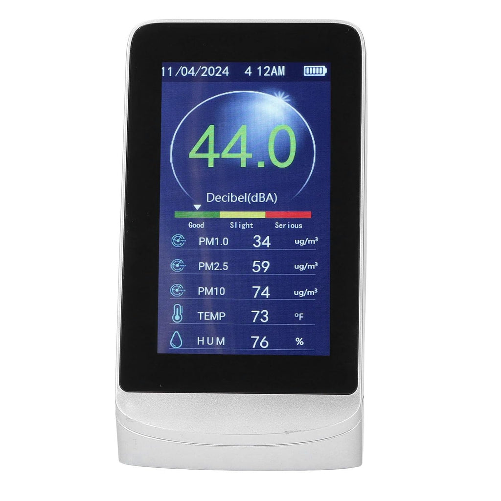 Decibel Meter with Large LCD Display, Multifunctional Sound Level Reader 30-130db, Temp Humidity PM2.5 Monitor - Sensor, Wall Hanging or Desktop Use, Ideal for Ho