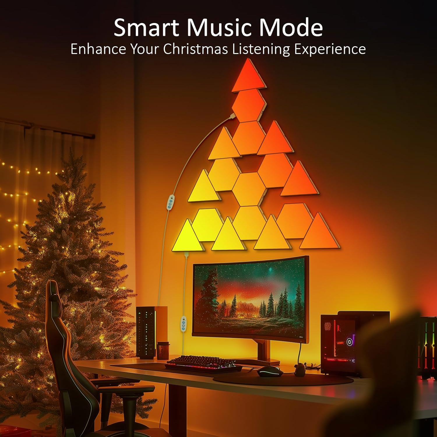 8 PCS Triangle Light Panels – Smart RGB Gaming Triangle LED Lights with App & Music Sync – Bedroom Lamp, Wall Art, Essentials, Playroom & Home Deco