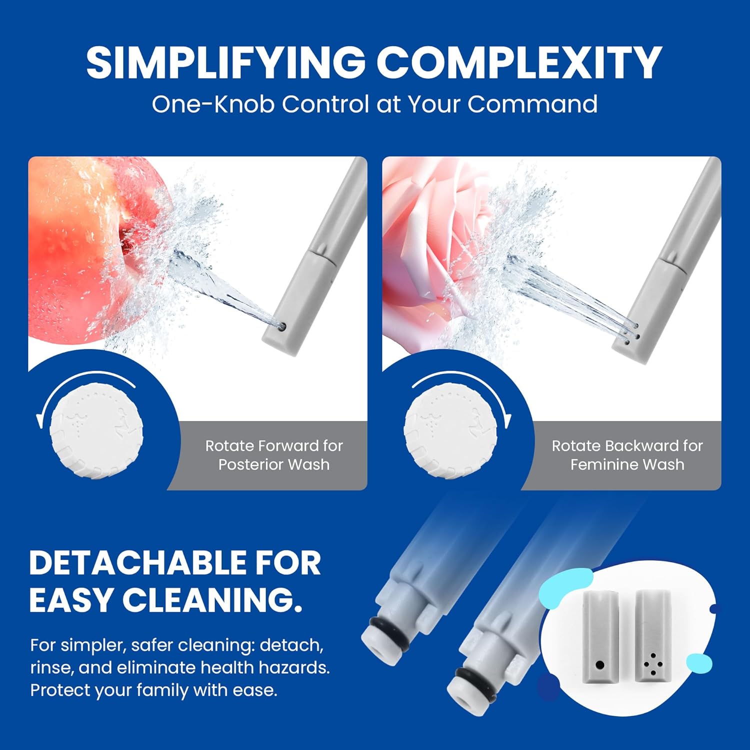 Smart Non-Electric Bidet Toilet - One-Piece Toilet with Dual Flush (Foot Pedal & Button) | Dual Nozzle Wash | Complete Installation Kit