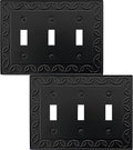 Triple Toggle Light Switch Cover NovaBloom Metal Wall Plate, 2-Pack Black 3 Gang, Light Switch Cover Decorative Wallplate, Durable