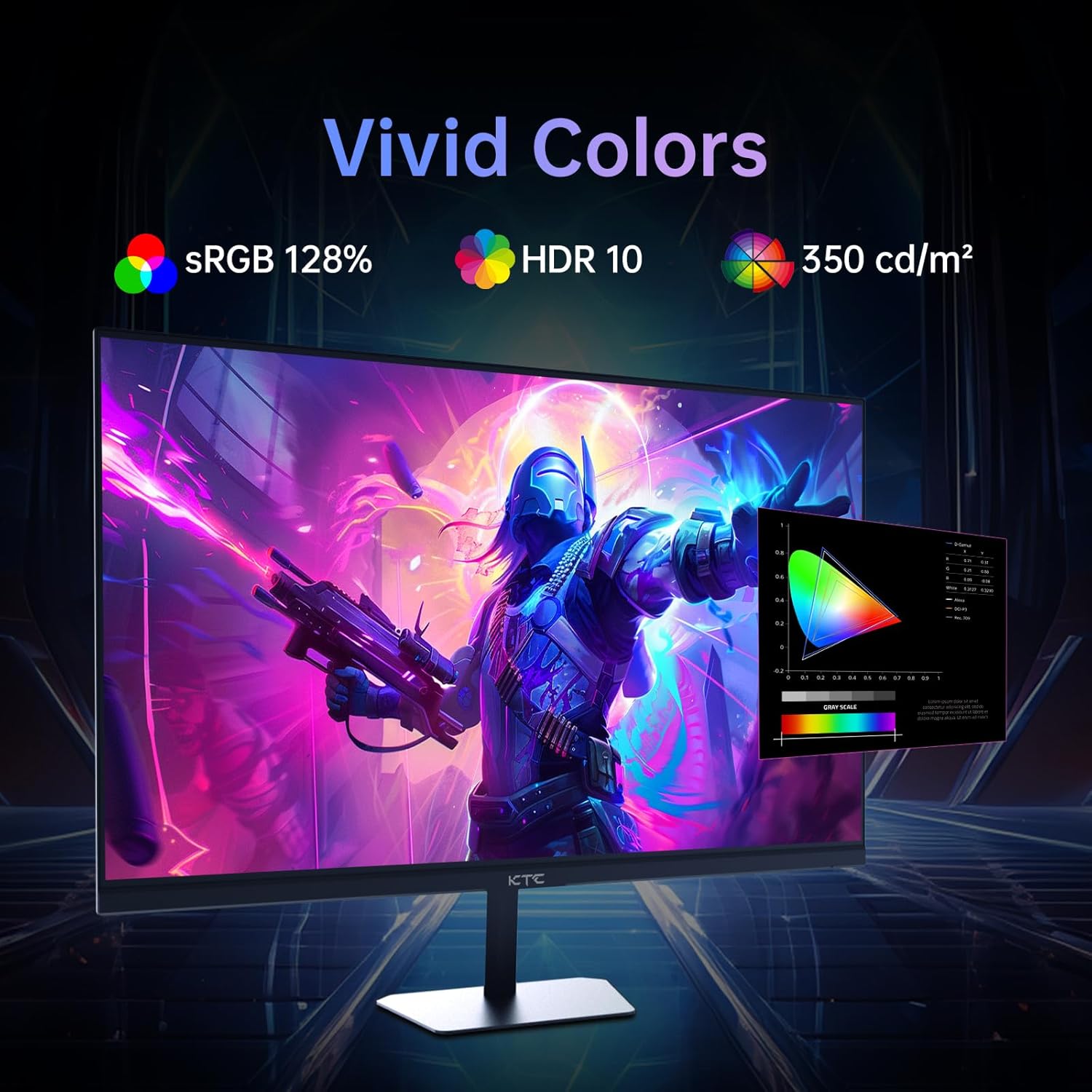 KTC 24.5'' Gaming Monitor 180Hz,Fast IPS 1080P 1 ms, 128% sRGB HDR10,Freesync,HDMI x 2 /DP x 1,VESA,Tilt Adjustable,Xbox PS5 Switch (HDMI Cable Included)