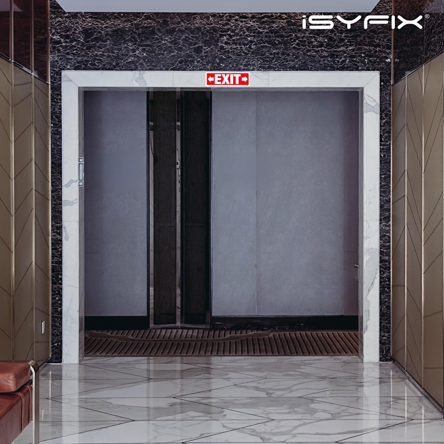iSYFIX Exit Signs Stickers 2 Pack 12x4 Inch - Laminated Premium Vinyl Directional Right & Left Arrow Signs for Buildings, Office, Workplace, Stores, Schools, Theaters, Parking, Restaurants, Factories