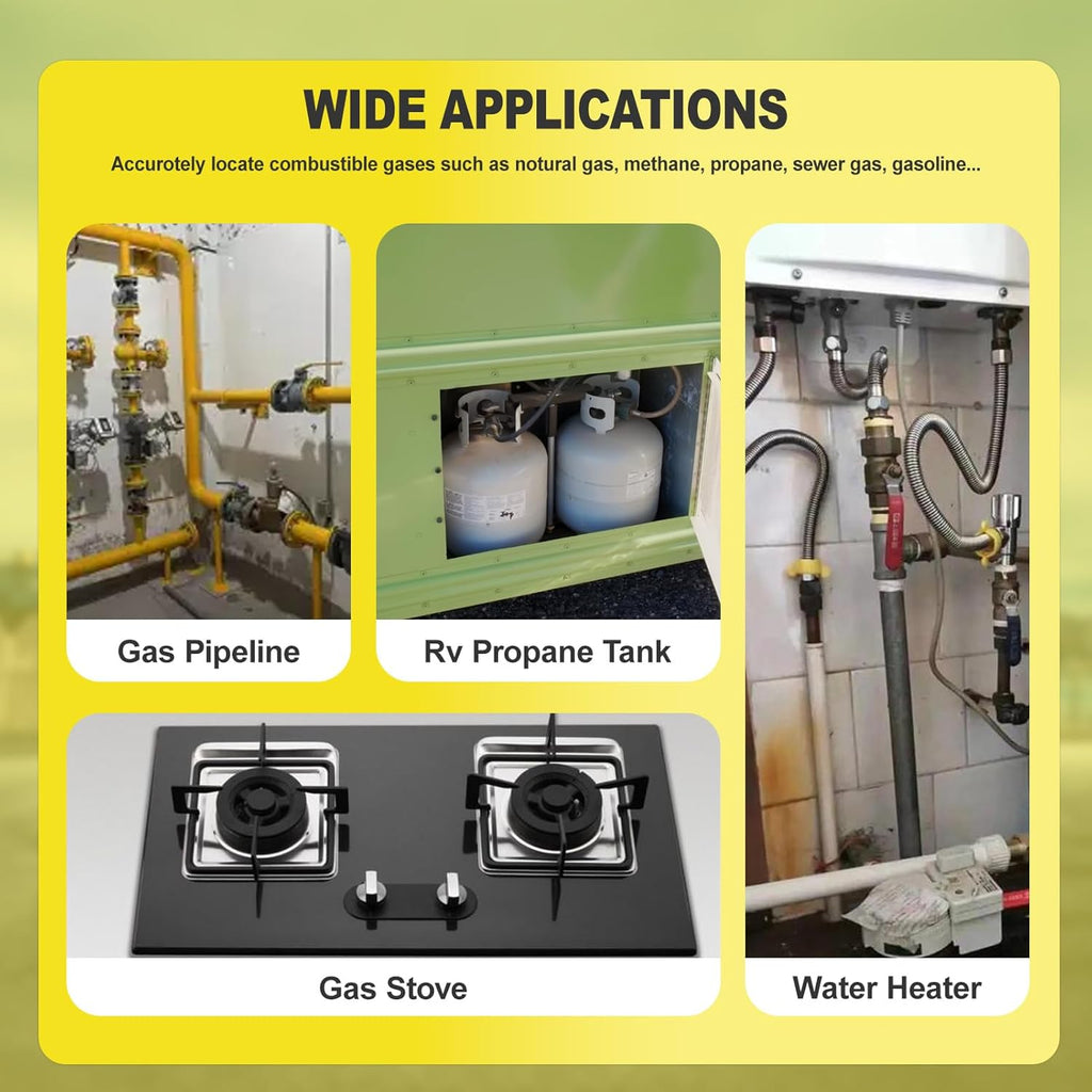 Upgraded 4 Gas Monitor Multi Gas Detector, Yfwsrecinoe Gas Leak Detector, Rechargeable 4 Gas Monitor Ex H2s Co O2 with LCD Multiple Indicator (Yellow)