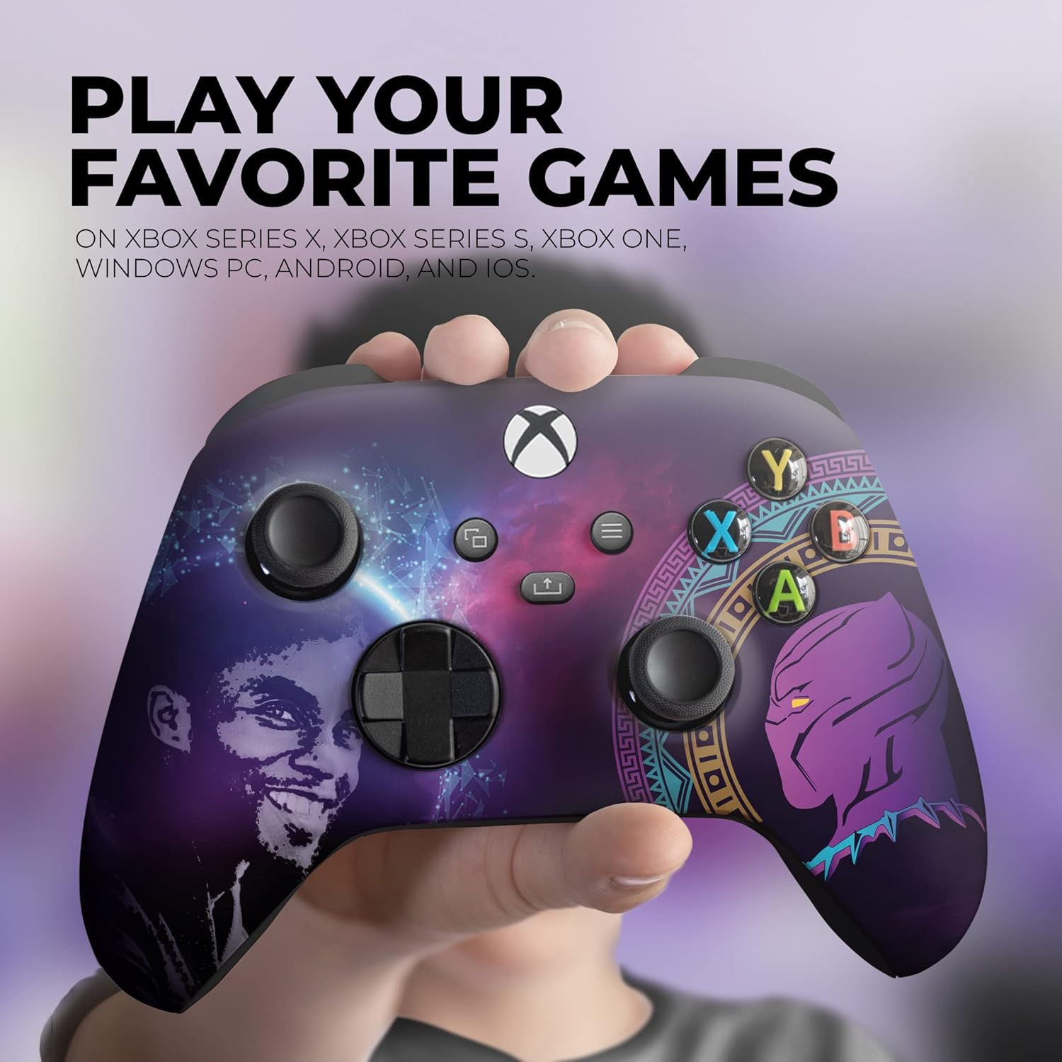 DreamController Blacckk Panther Custom X-box Controller Wireless compatible with X-box One/Series X/S Proudly Customized in USA with Permanent HYDRO-DIP Printing(NOT JUST A SKIN) (MODDED)