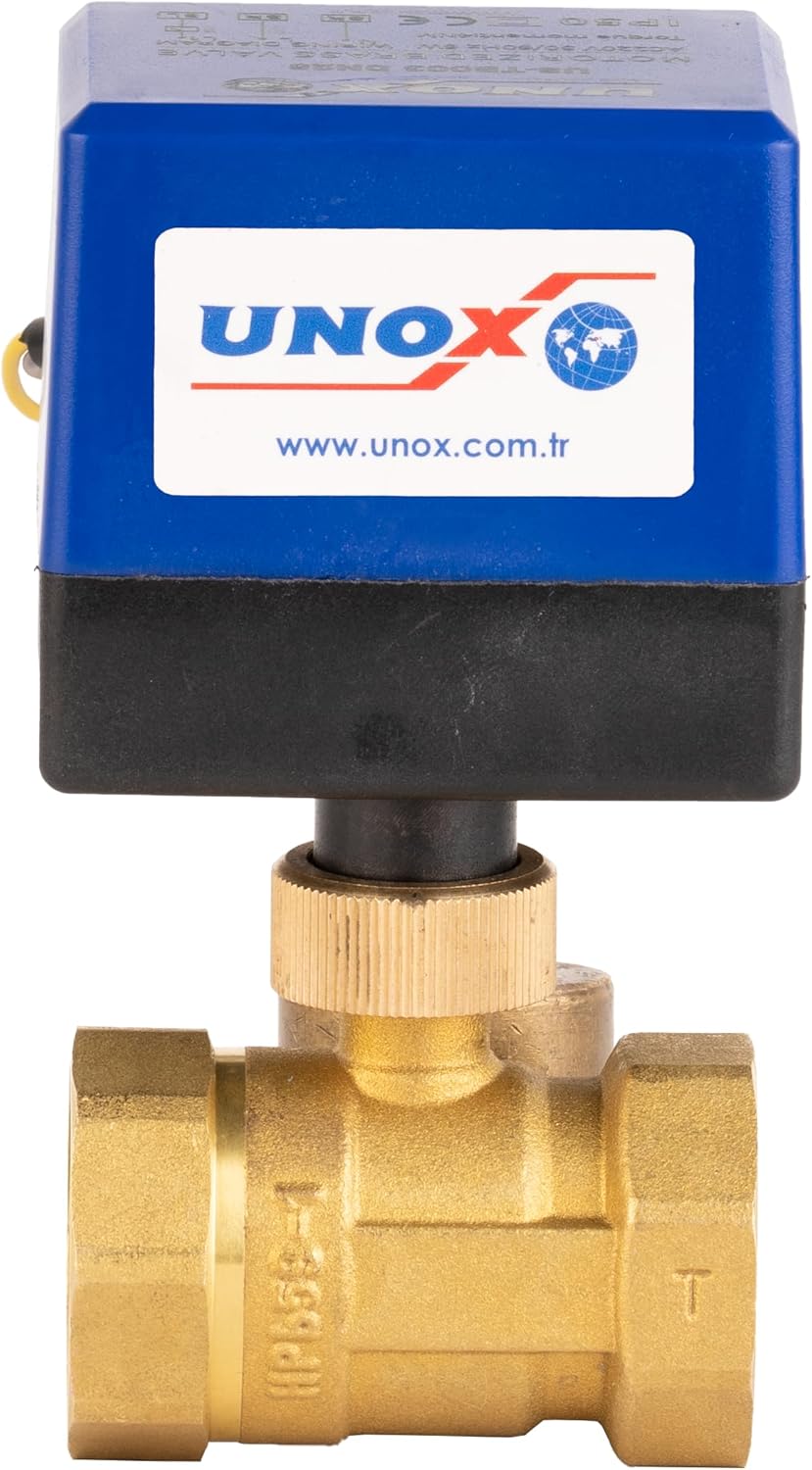 Unox 3/4" Motorized Ball Valve, Brass Body 220V AC Electrical Ball Valve, Premium Brass Motorized Ball Valve, Electrical Control, Durable & Reliable