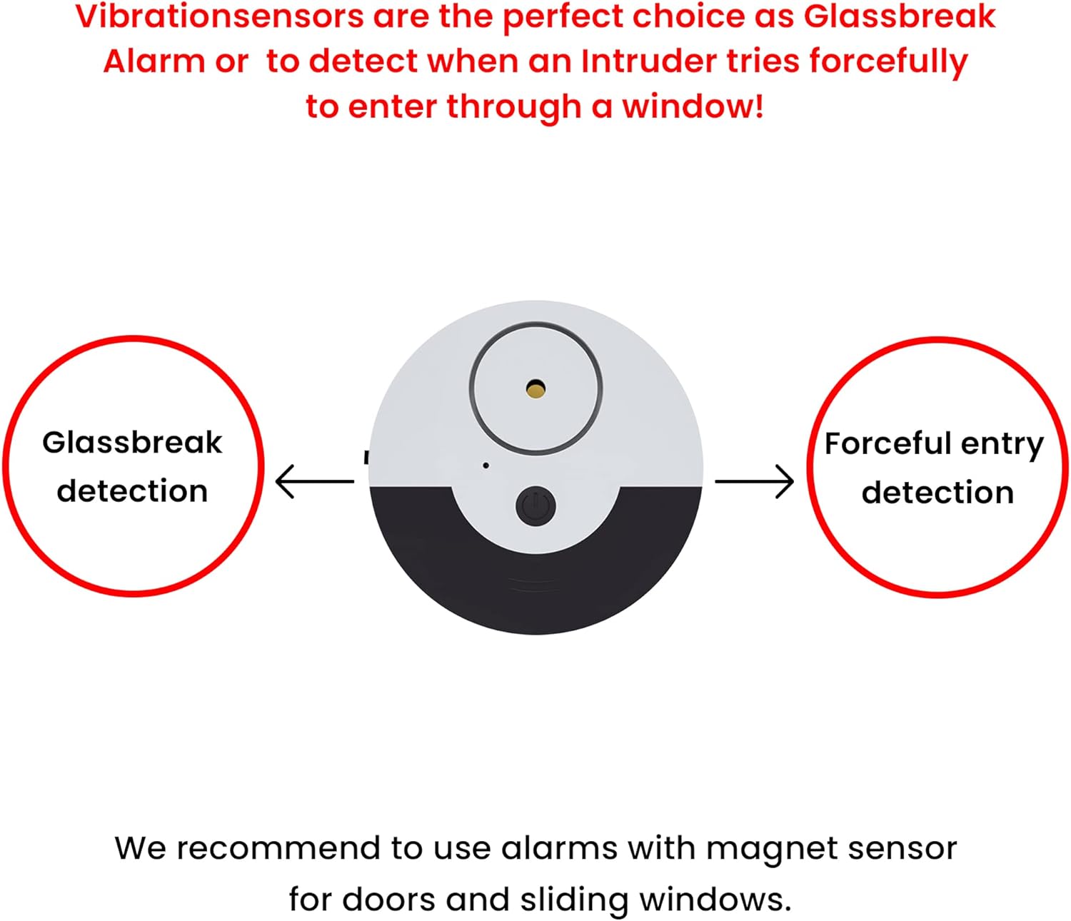 CATSONIC Premium Window Alarm Device Set - Extra Loud 130dB Alarm & Vibration Sensors - Universal Compatibility & Easy Installation - Great for Home, Office & RV Security (6 Set Black)