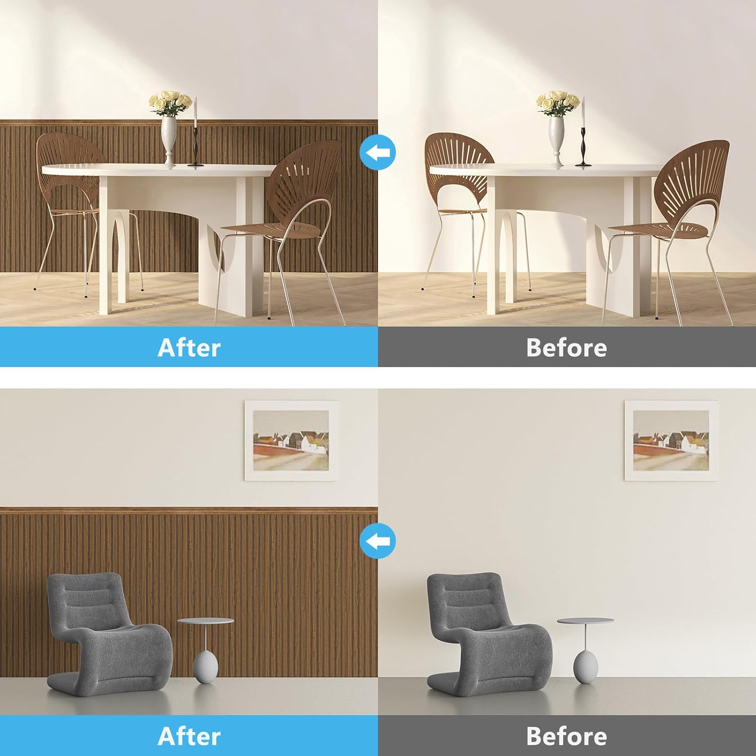 Art3d Wainscoting Wall Panel Kit, 37.8" Tall Beadboard Panels for Walls, Polystyrene Board and Batten Wall Panel Kit, Easy DIY Decorative Trim for Living Room, Kitchen, Bedroom – Covers 31 Sq.Ft