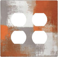 Orange Grey Abstract Art Oil Painting Outlet Covers 2 Gang Double Duplex Decorative Light Switch Covers Electrical Wallplates Socket Faceplate For Home Farmhouse Decor