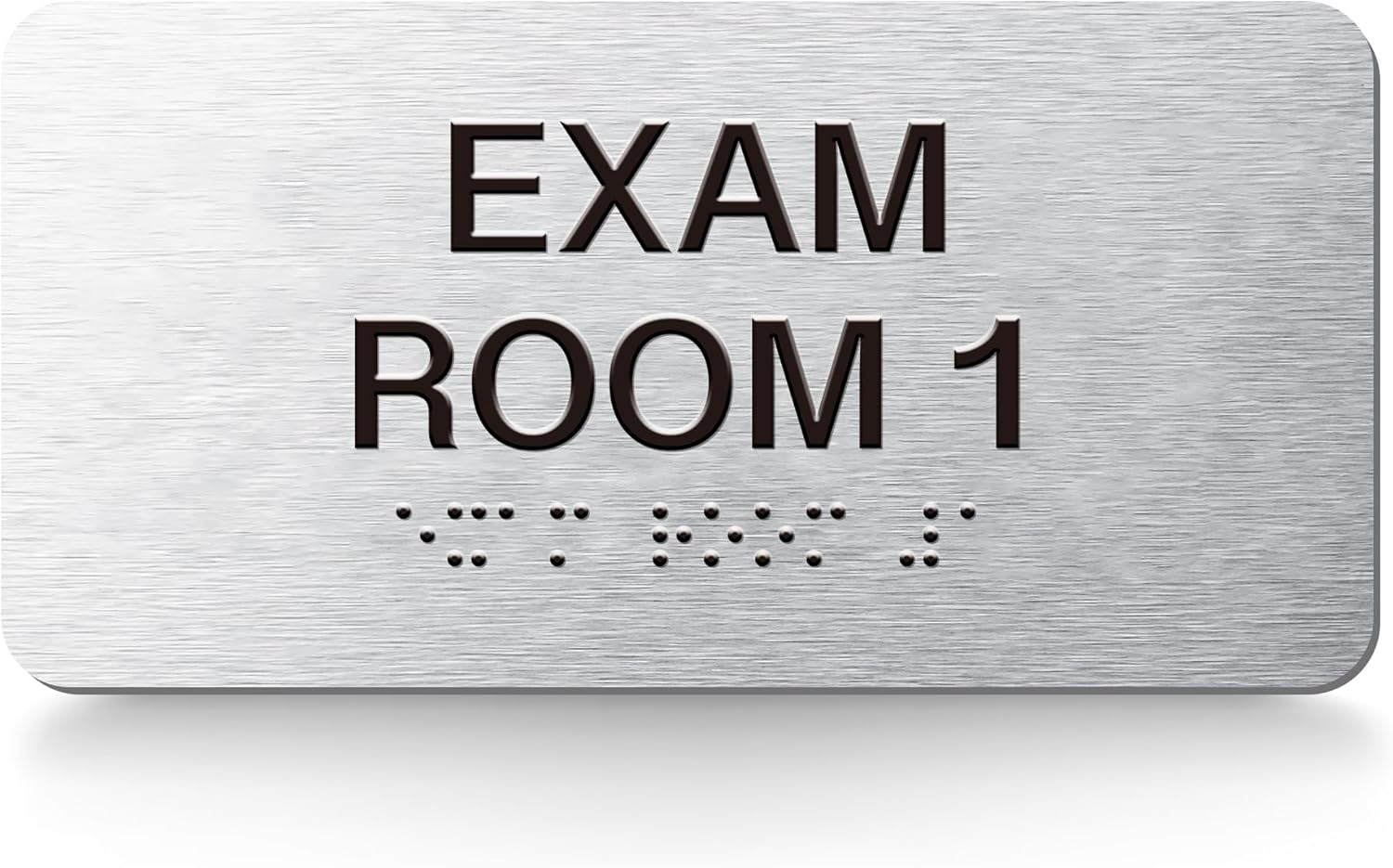 Exam Room Signs with Raised Text & Grade 2 Braille –,Easy Installation with Adhesive Pad – Brushed Aluminum/Silver Finish Easy Install with Double-Sided Tape