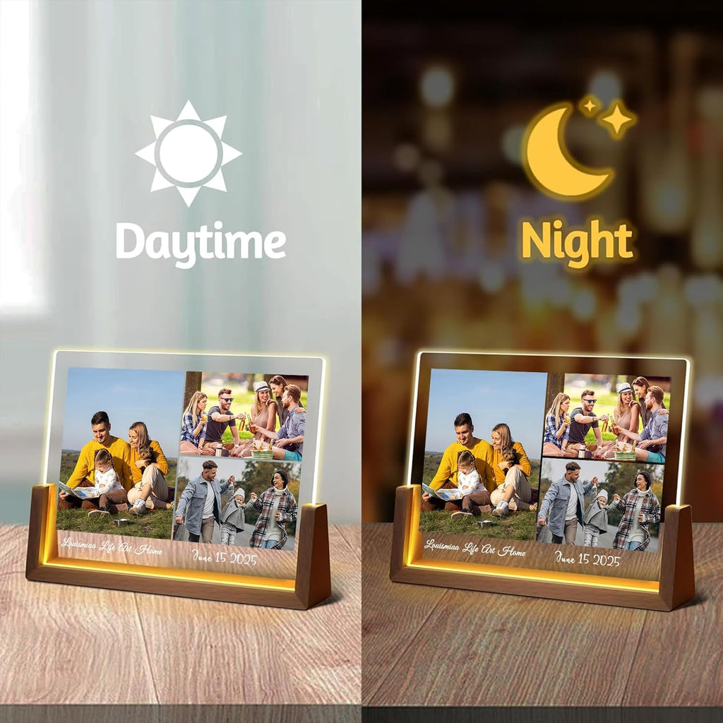 LOUISMIAA Customized Picture Frames with Night Light,Decorative Plaque Anniversary Birthday Mother’s Day Father’s Day Valentine’s Personalized Gifts for Boyfriend Girlfriend Couple Wife Women Same Day Shipping