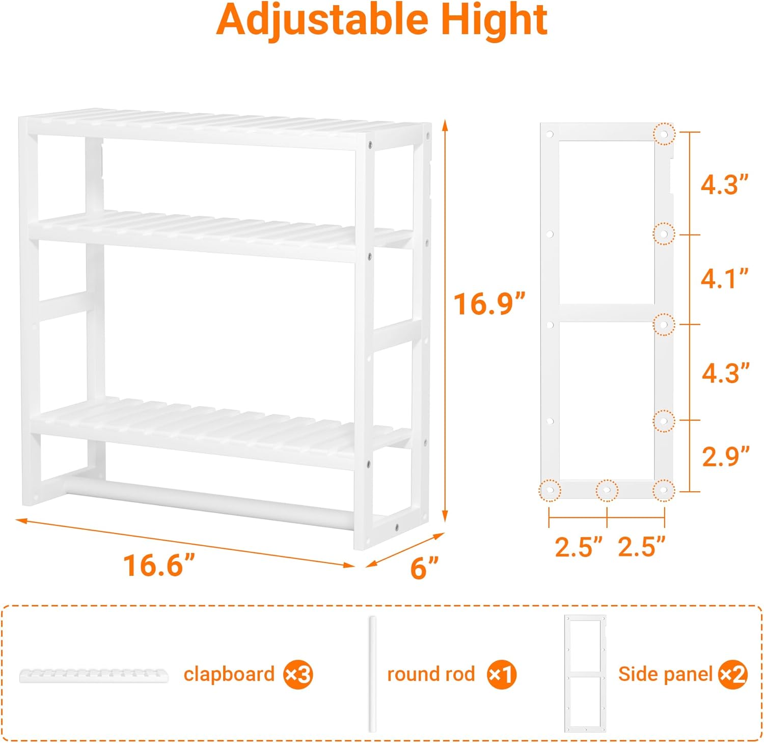 Towel Rack Bathroom Storage Shelves Over The Toilet with Towel Bar 100% Bamboo Adjustable Height Floating Shelf Wall Shower Shelf for Small Space Updated Painting