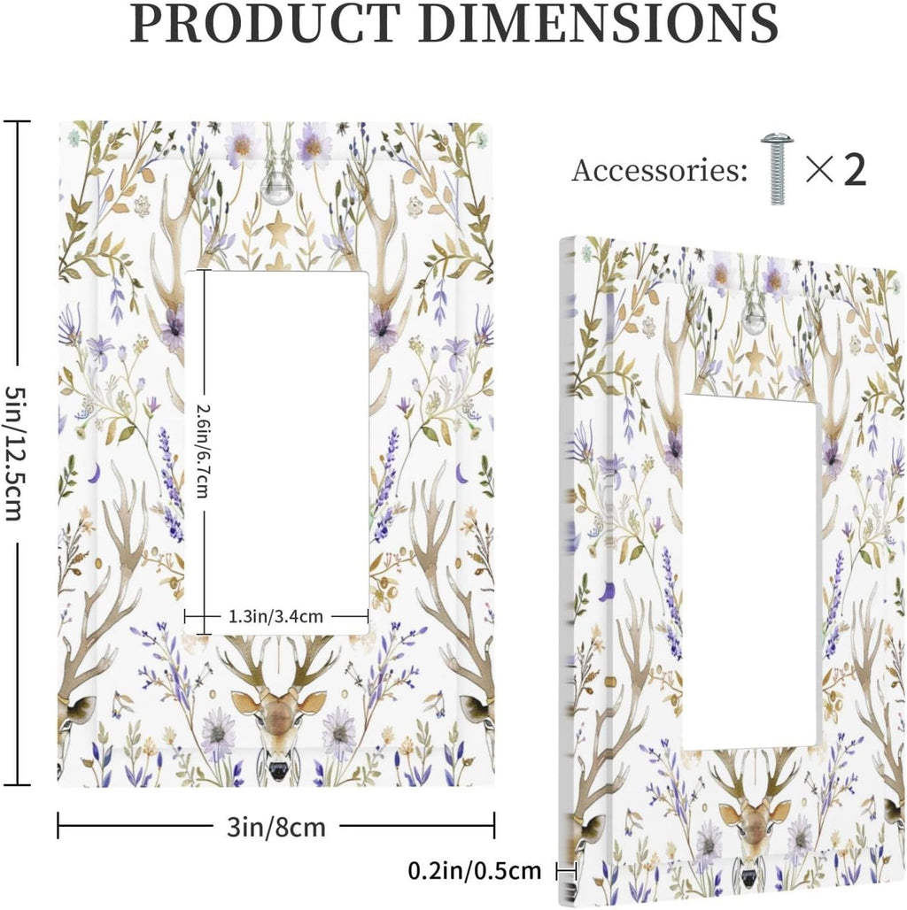 Decorative Outlet Covers Gothic Retro Floral Damask Elk Wild Flower 1 Gang Single Rocker Light Switch Cover Plate Wall Plates Gfci Faceplate For Bed Room Living Room Decor