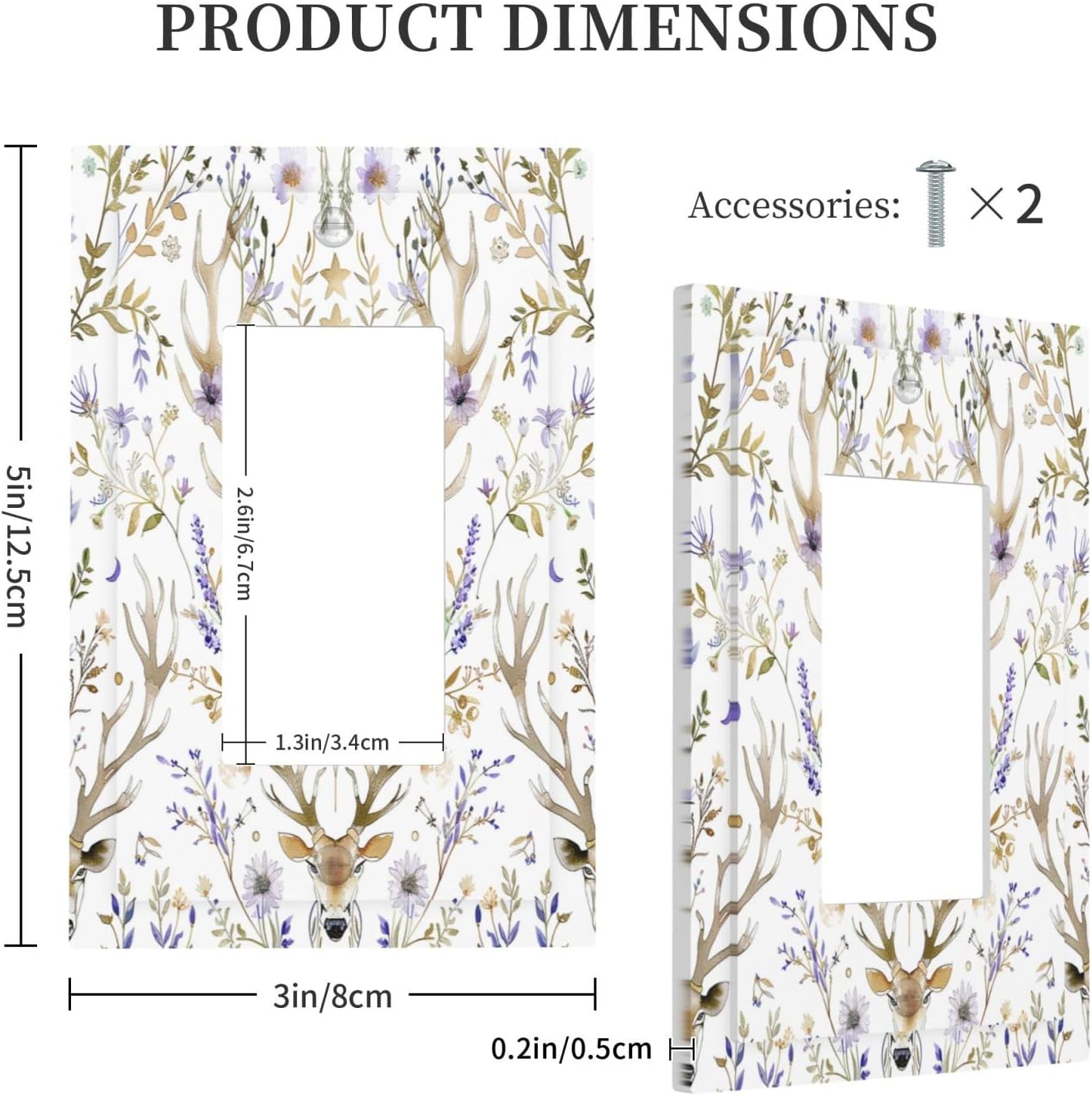 Decorative Outlet Covers Gothic Retro Floral Damask Elk Wild Flower 1 Gang Single Rocker Light Switch Cover Plate Wall Plates Gfci Faceplate For Bed Room Living Room Decor