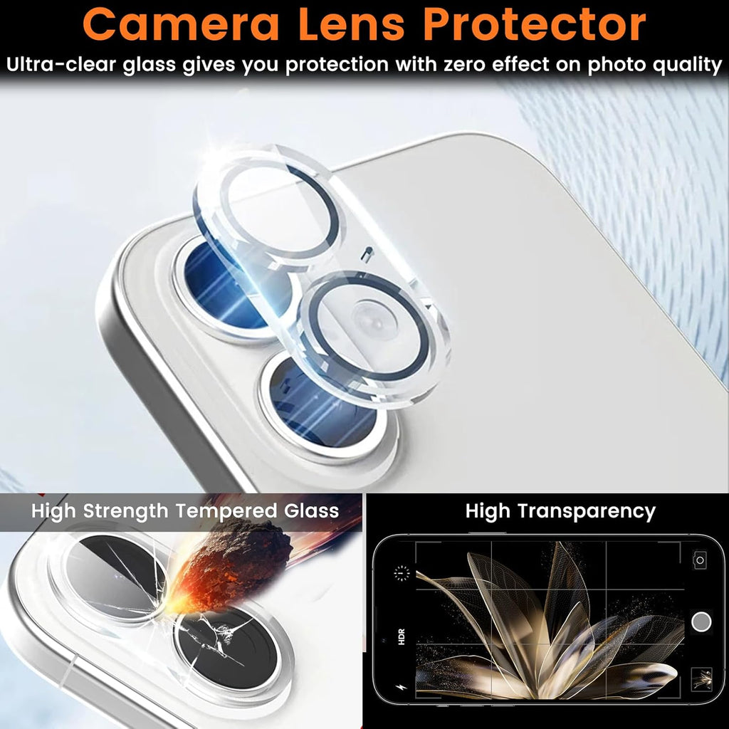 4+4 Pack Privacy Screen Protector for iPhone 16 6.1-Inch with 4 Pack Camera Lens Protector, Anti Spy Tempered Glass Film 9H Hardness Case Friendly