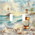 Decorative Switch Plates Beach Ocean Lighthouse Seashells 2 Gang Double Toggle Outlet Light Switch Cover Wall Plate Electrical Faceplate For Bed Room Living Room Decor