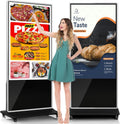 65" 4K LCD Touchscreen Digital Signage Display, Indoor Floor Standing Advertising Player, Commercial Digital Signage Kiosk with Auto AD Player, HDMI WiFi Bluetooth Input, Android 12.0 Black