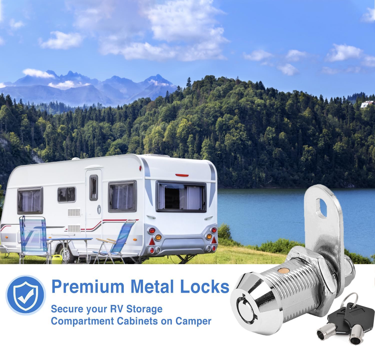 Cam Locks RV Storage Keyed Alike, 1" Fits on 3/4" Max Door Thickness, Compartment Locks for Camper Trailer Cabinet With Keys (1 Inch 2 Pack)