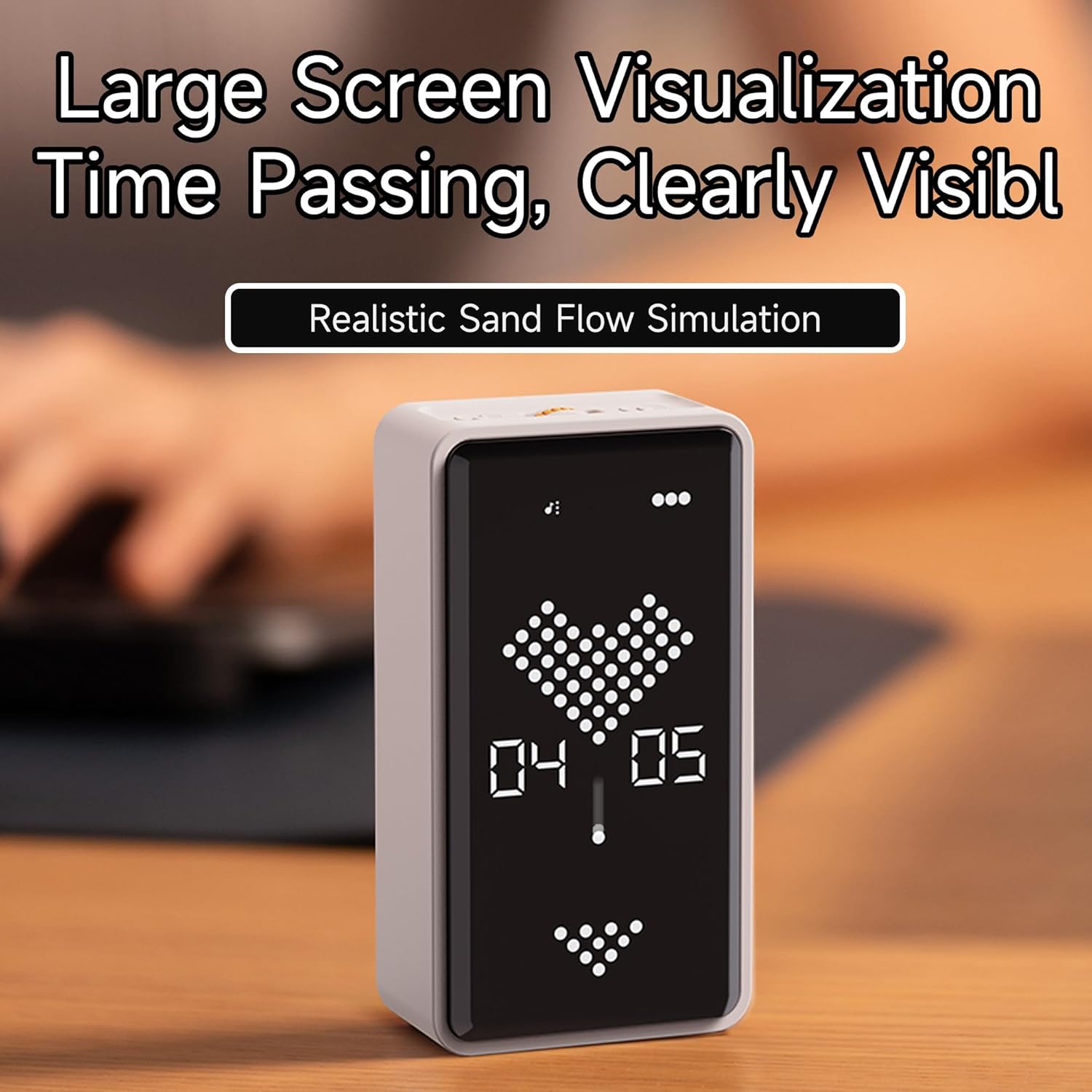 Digital Hourglass Timer, Rechargeable Magnetic Visual Timer with Large LED Display, Adjustable Volume for Classroom, Cooking, Fitness, Baking, Kids Learning & Teaching (White)