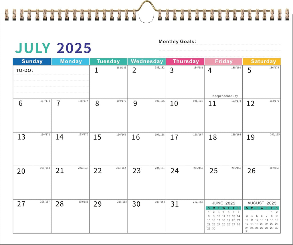 2025-2026 Wall Calendar – Runs 18 Months Until December 2026, Vibrant Monthly Planner with Julian Dates & Spacious Blocks, Durable Thick Paper, Ideal for New Year or Christmas Gift
