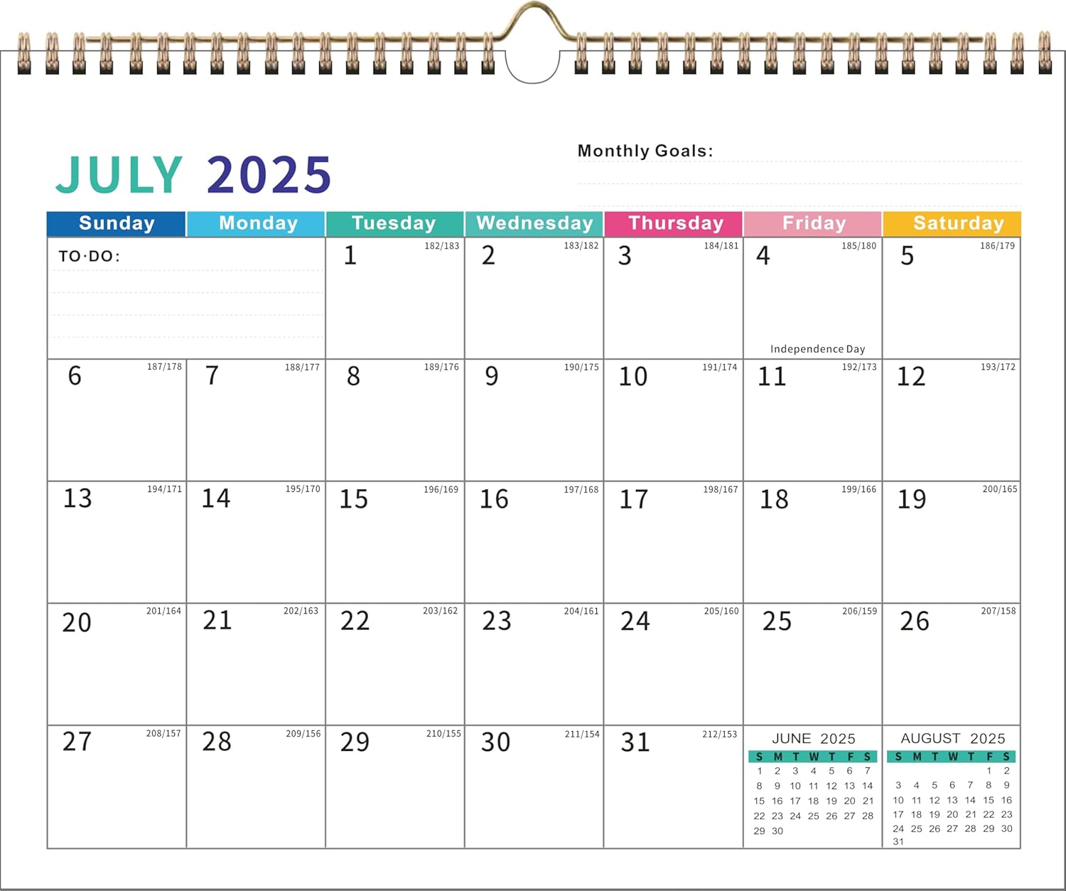 2025-2026 Wall Calendar – Runs 18 Months Until December 2026, Vibrant Monthly Planner with Julian Dates & Spacious Blocks, Durable Thick Paper, Ideal for New Year or Christmas Gift