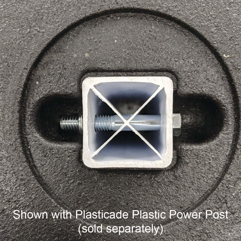 Plasticade Recycled Rubber Base Portable Sign Stand System, 60 lbs with 72" Power Post Plastic Signpost for Parking Lots, Sidewalks, and Traffic, Durable and Resistant to Weathering, Black