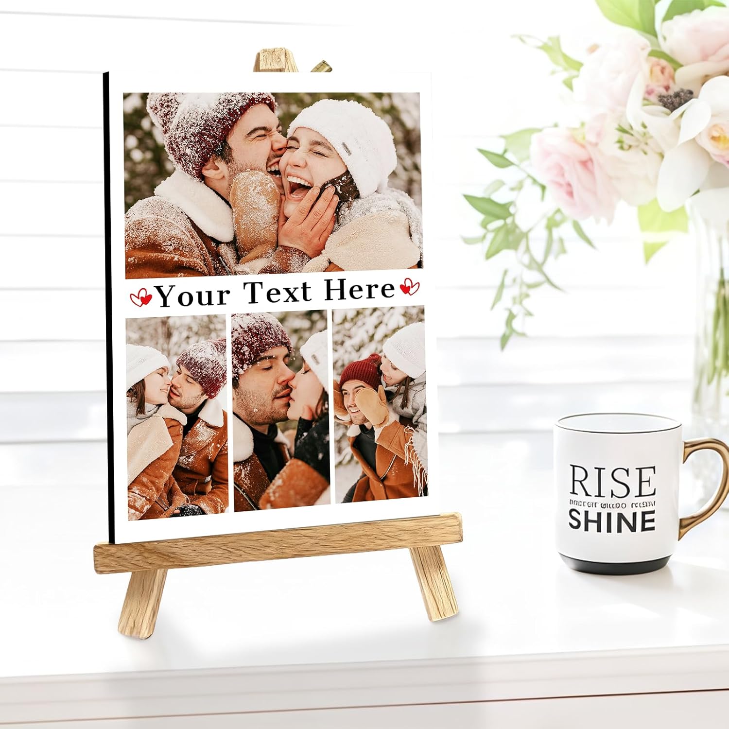Custom Photo Frame with Stand, Personalized Picture Display, MDF and Wood Construction, Desktop Decor, Multiple Designs, Customizable Gift for Family and Friends