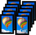 FIXSMITH 4x6 Picture Frame Set of 10, Black Photo Frames Bulk with HD Plexiglass for Wall Hanging or Tabletop Display, Multi Picture Frames Collage for Wall Decor