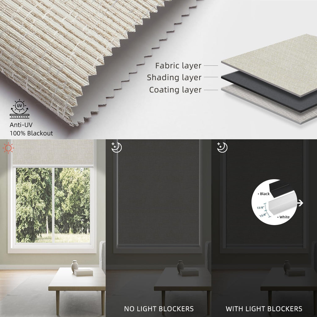 SmartWings Motorized 100% Blackout Shades Blinds, Custom Size, Cordless Window Shades with Rechargeable Battery, Works with Matter/Apple HomeKit, Alexa, Thread/Zigbee, Remote Optional, Safari Cream