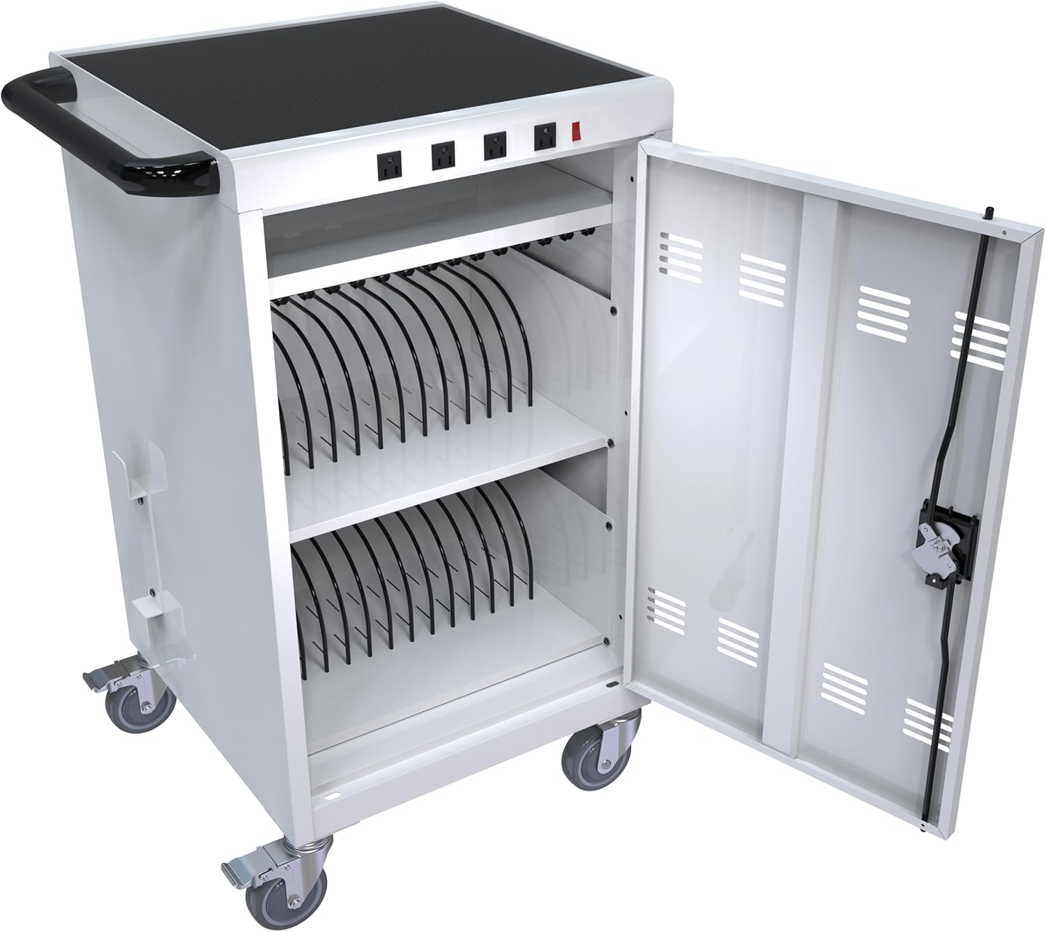 Laptop Charging Cart, 31+4 Charging Ports Laptop Storage Cart, 35-Bay Mobile Charging Cabinet for iPads up to 16.3", Chromebook Devices, Cord Management, Access Lock.School,Business.White