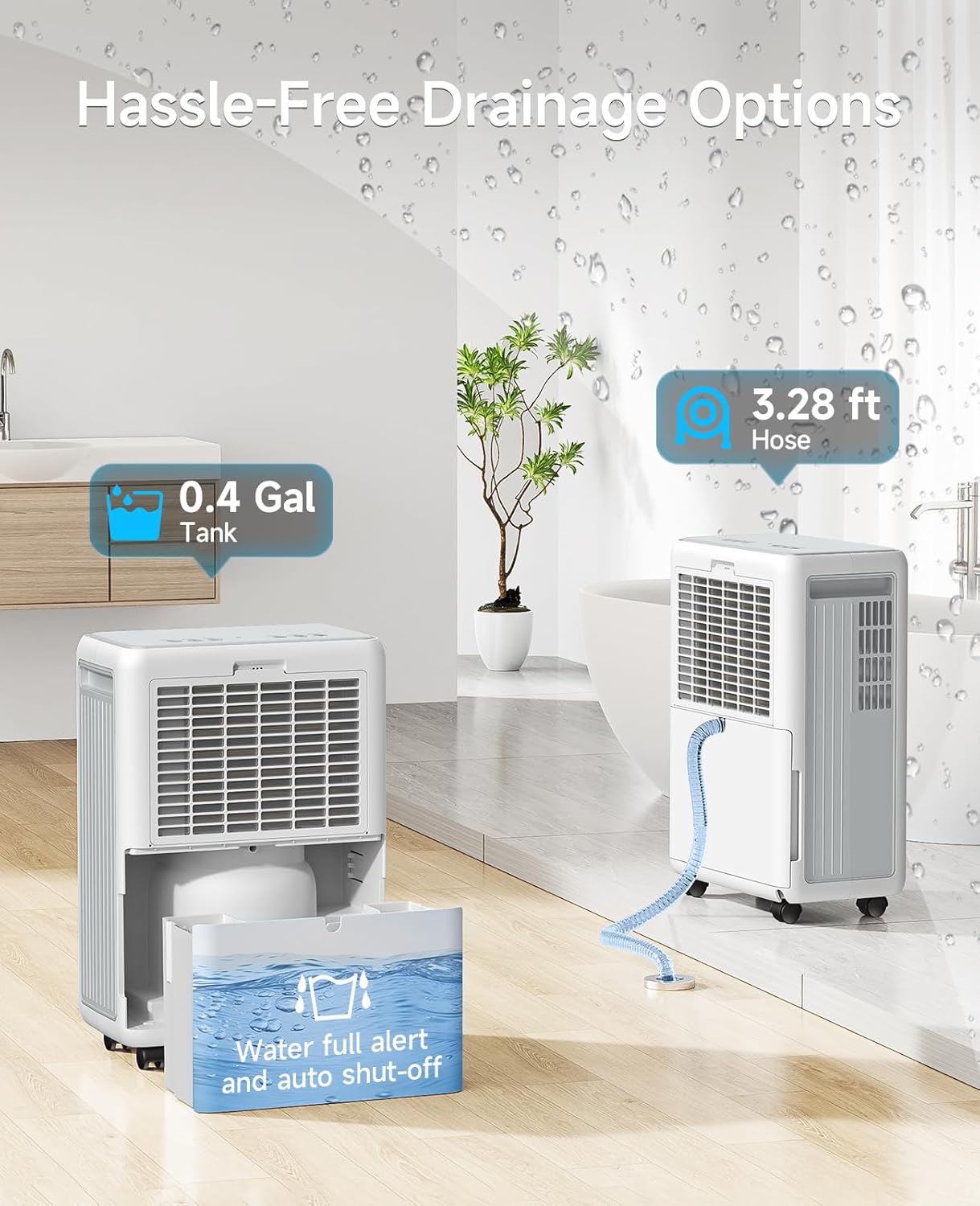2000 Sq. Ft Dehumidifier for Basement, 30 Pint Dehumidifiers for Home, Bedroom and Bathroom, 3 Modes Dehumidifier with Drain Hose, Smart Humidity Control, 24H Timer (White)