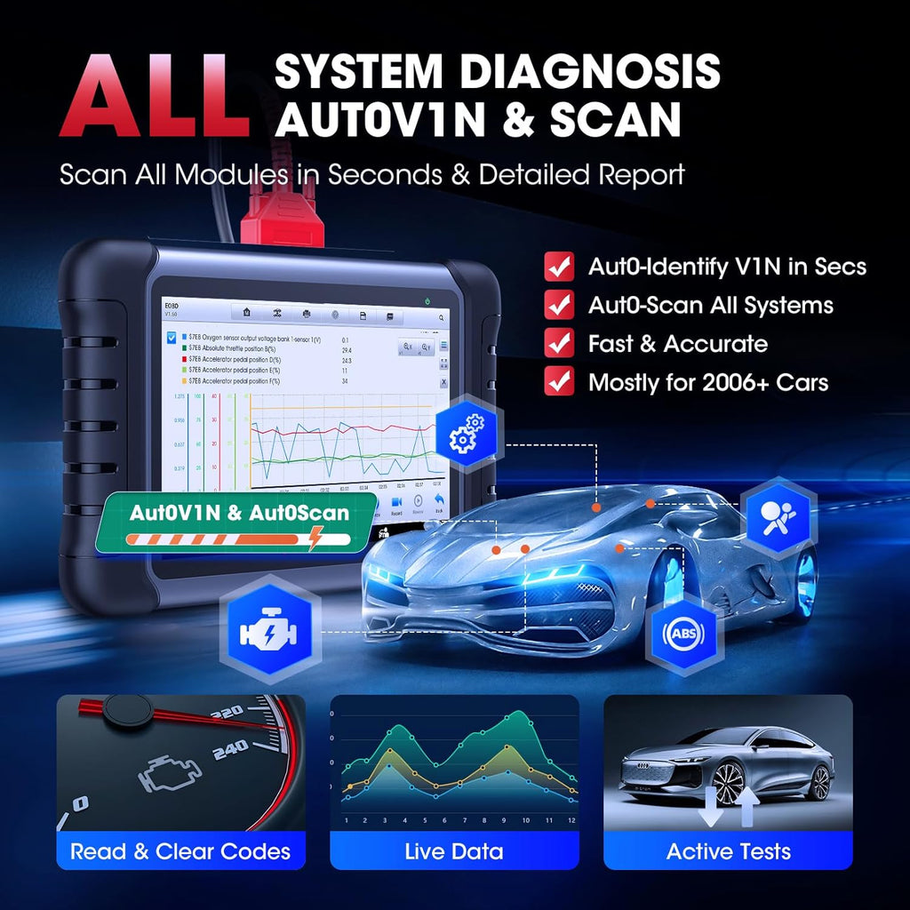 Autel Scanner MaxiCOM MK808S: 2026 Bidirectional Tool as MK808BT Pro MX808S M808Z, Work as MaxiCheck MX900 MK900BT, 28+ Service, Active Test, All System Diagnose, Injector C0ding, FCA Autoauth OS 11