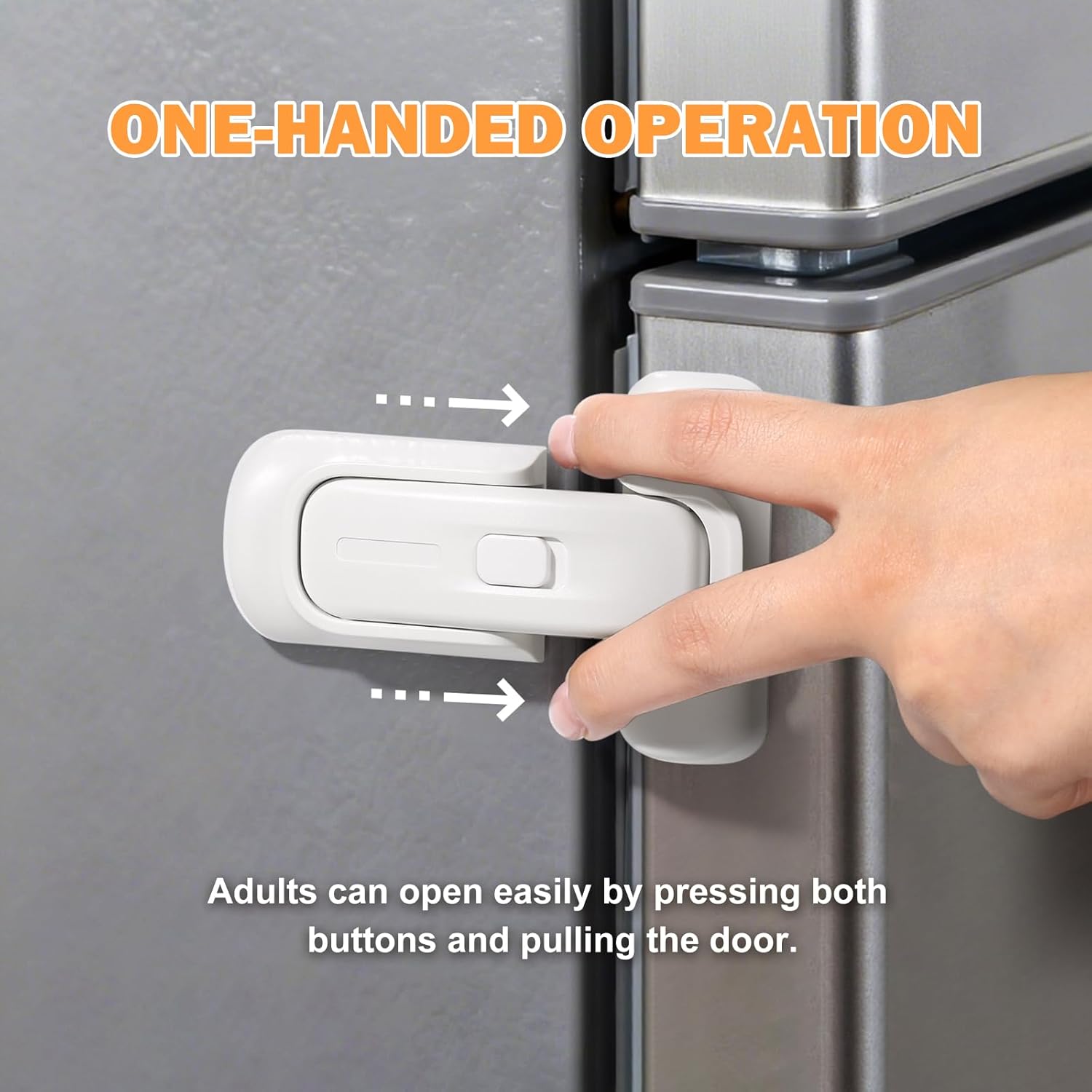 CLYMENE Child Proof Fridge Lock, Auto-Locking Refrigerator Door Latch with One-Hand Operation | No Keys or Straps | Keeps Freezer Secure from Kids & Pets – White