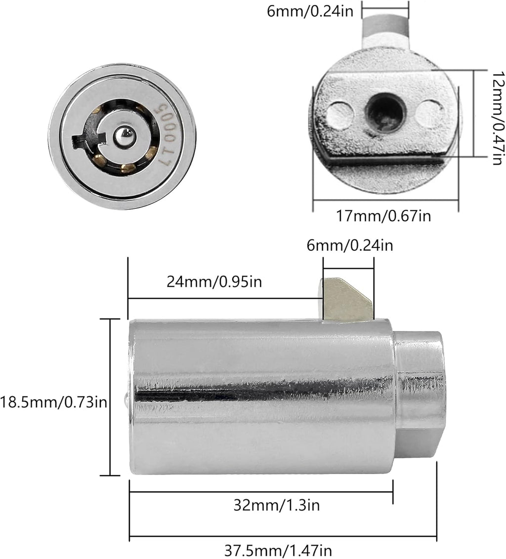 2 Set Vending Machine Lock and Key (Keyed Alike), High Security Tubular Keyway Soda Machine Locks