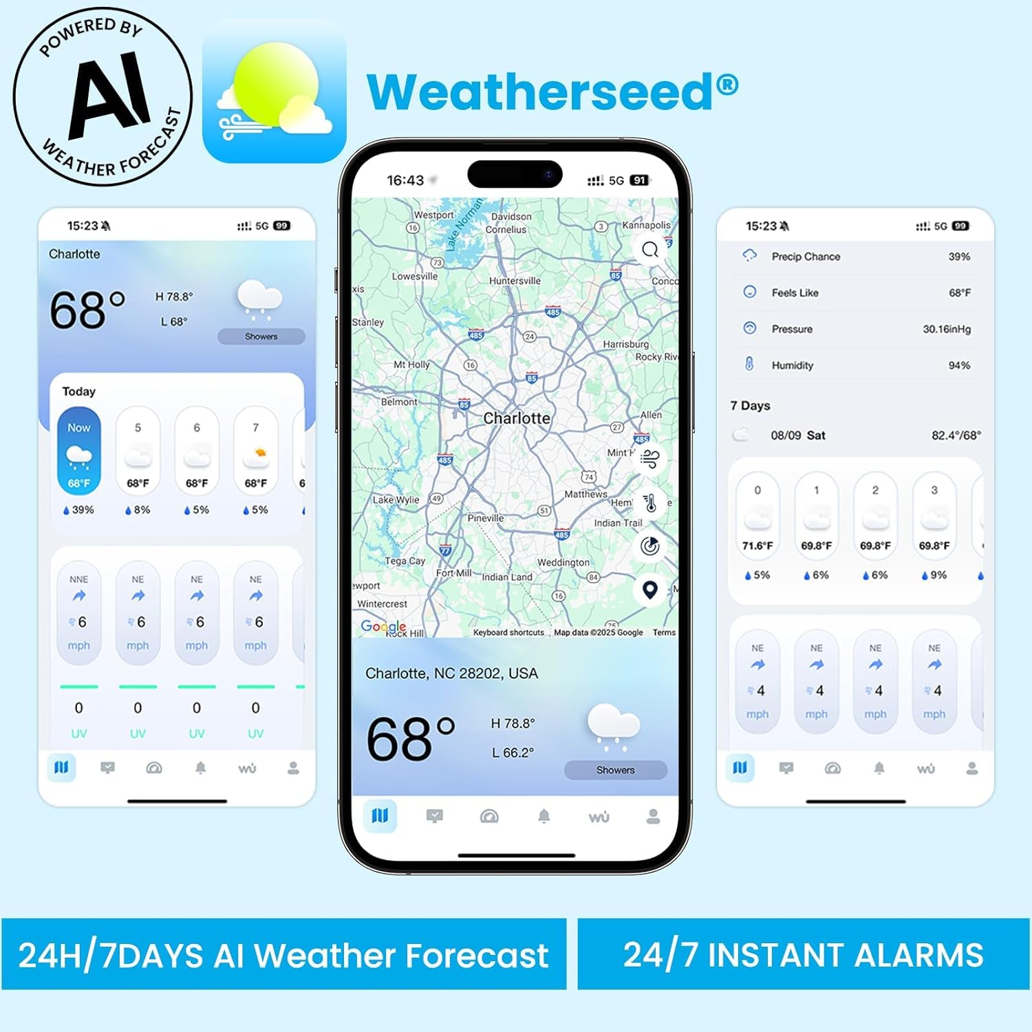 Sainlogic WiFi Smart Weather Station SA9 with 24H/ 7Days Accurate Weather Forecast by Weatherseed® AI, 8.5" Large Display,UV,Sun Light,Rain Gauge,Wind Gauge,2-Year Data Storage & Export(Only 2.4G)