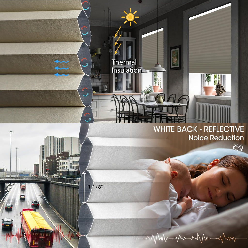 SmartWings Motorized Cellular Shades with Remote, Customized Electric Cordles Honeycomb Blinds Compatible with Alexa/Homekit/Google for Windows, 100% Blackout Single Cell Wheat