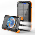 WONGKUO Solar Charger Power Bank - 49800mAh Solar Phone Charger with USB-C in/Output, QC 3.0 Fast Charging with LED Flashlight, Built-in 4 Cables, IP65 Waterproof Fits for Outdoor (Matte Orange)