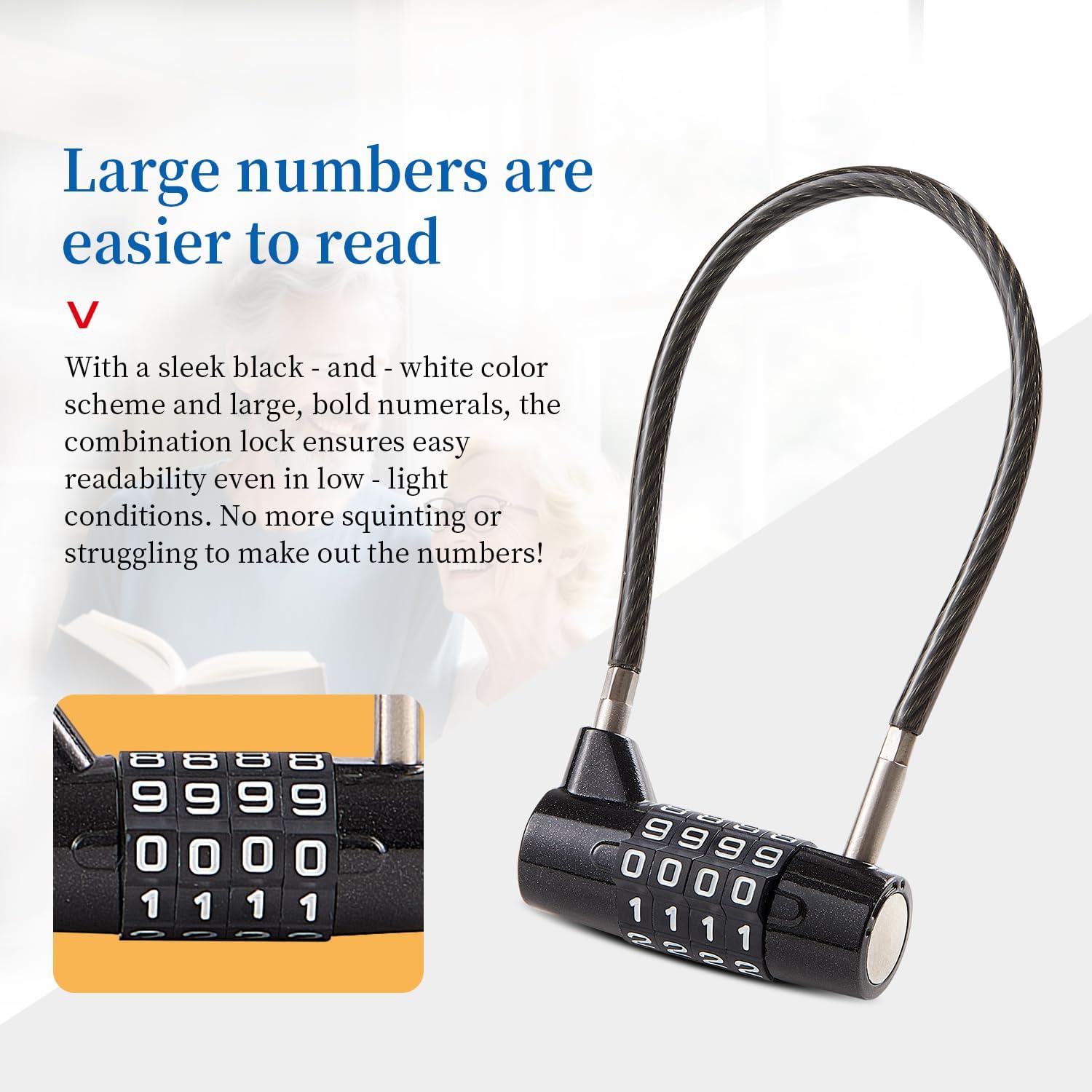Combination Lock Cable Lock 4 Digits Cabinet Lock with3.5 Durable Cable Ideal for lockers, Gym, gate, Fence, Toolbox, case, hasp Storage and Outdoor (3.5")