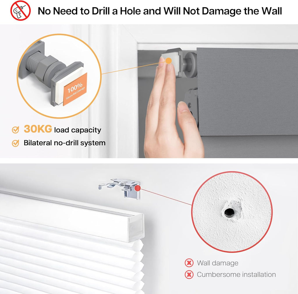 LazBlinds No Drill Blinds for Indoor Windows, Blackout Roller Shades, Cordless Window Blackout Blinds, Thermal Insulated Fabric UV Protection for Home and Office, 20" W x 48" H, Grey