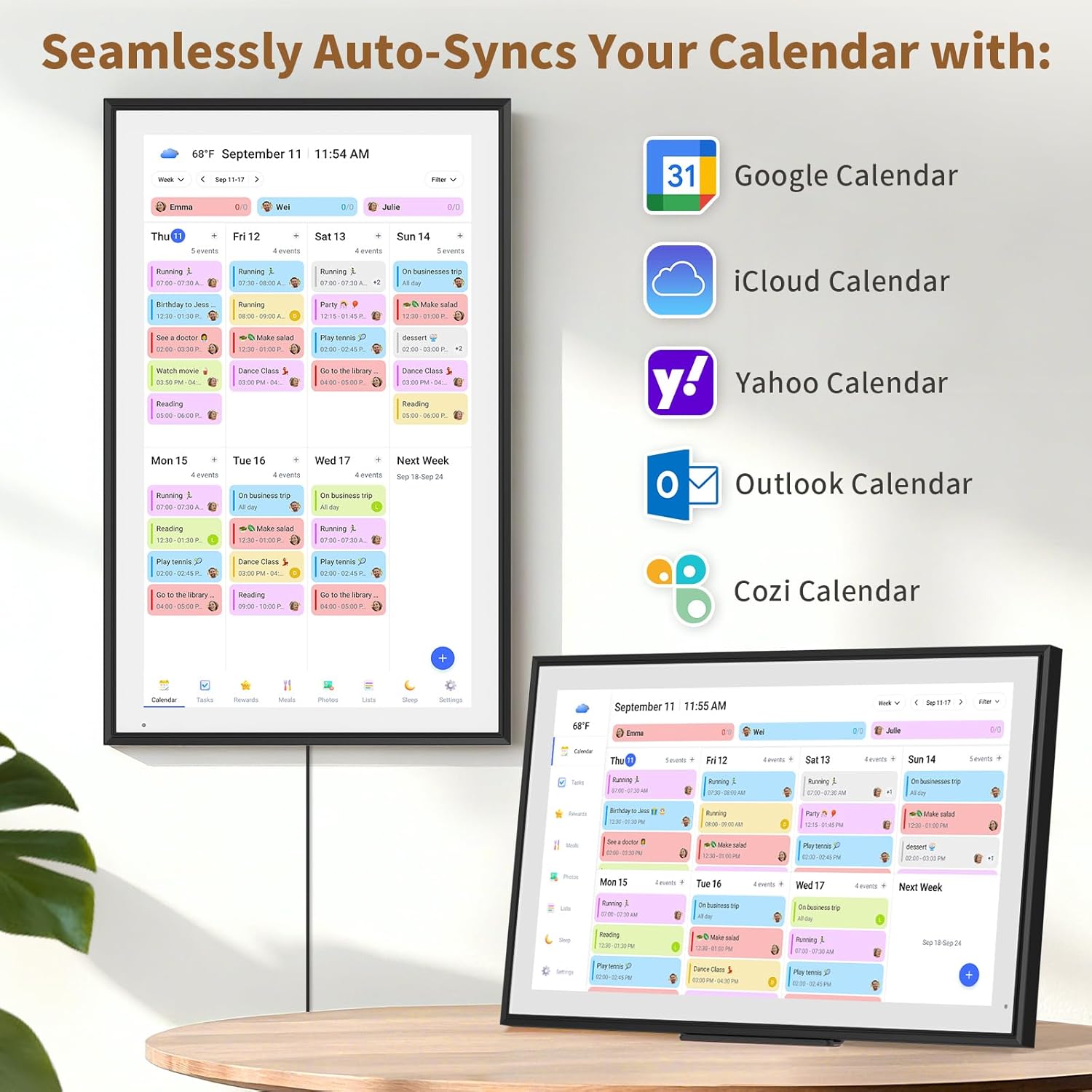 Canupdog 21.5 Inch Digital Calendar, Electronic Planner & Chore Chart, Task Rewards System, Family Photo Display, Syncs with Online Calendars, Interactive Display for Family Schedules, Christmas Gifts for Women Mom