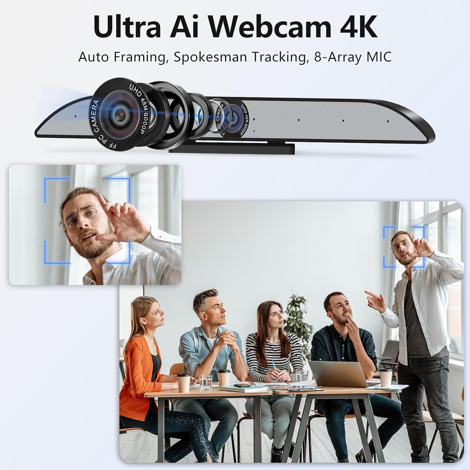 65 Inch Smart Board, 4K UHD Interactive Whiteboard with Auto Framing 4K AI-Camera and Soundbar, All in One Digital Whiteboard for Classroom and Business- Android 14(8+128GB)