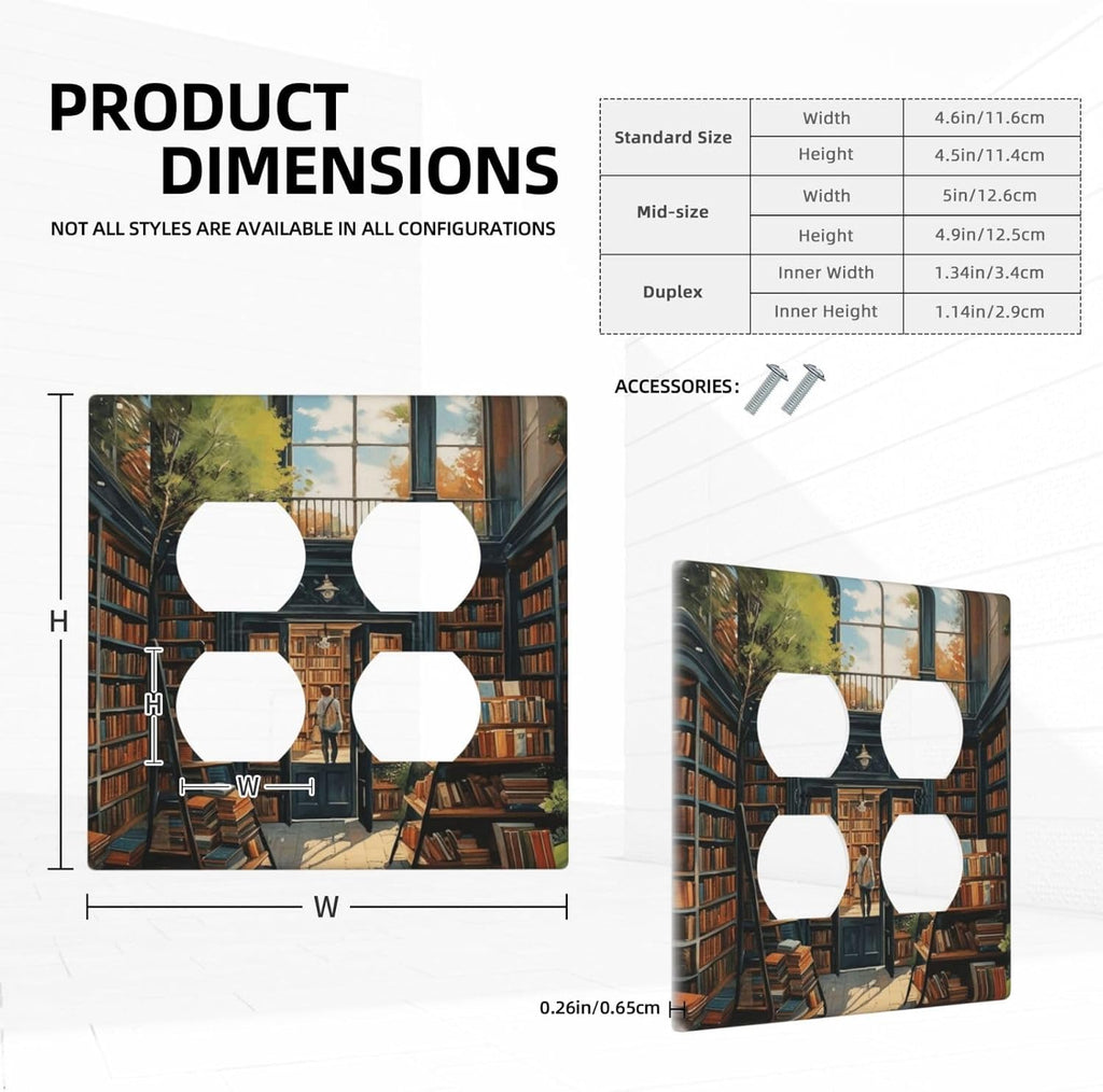 Decorative Outlet Covers Library Books Sunshine 2 Gang Wall Plate Double Duplex Light Switch Cover Switch Plate Covers Faceplate for Bedroom Home Decor