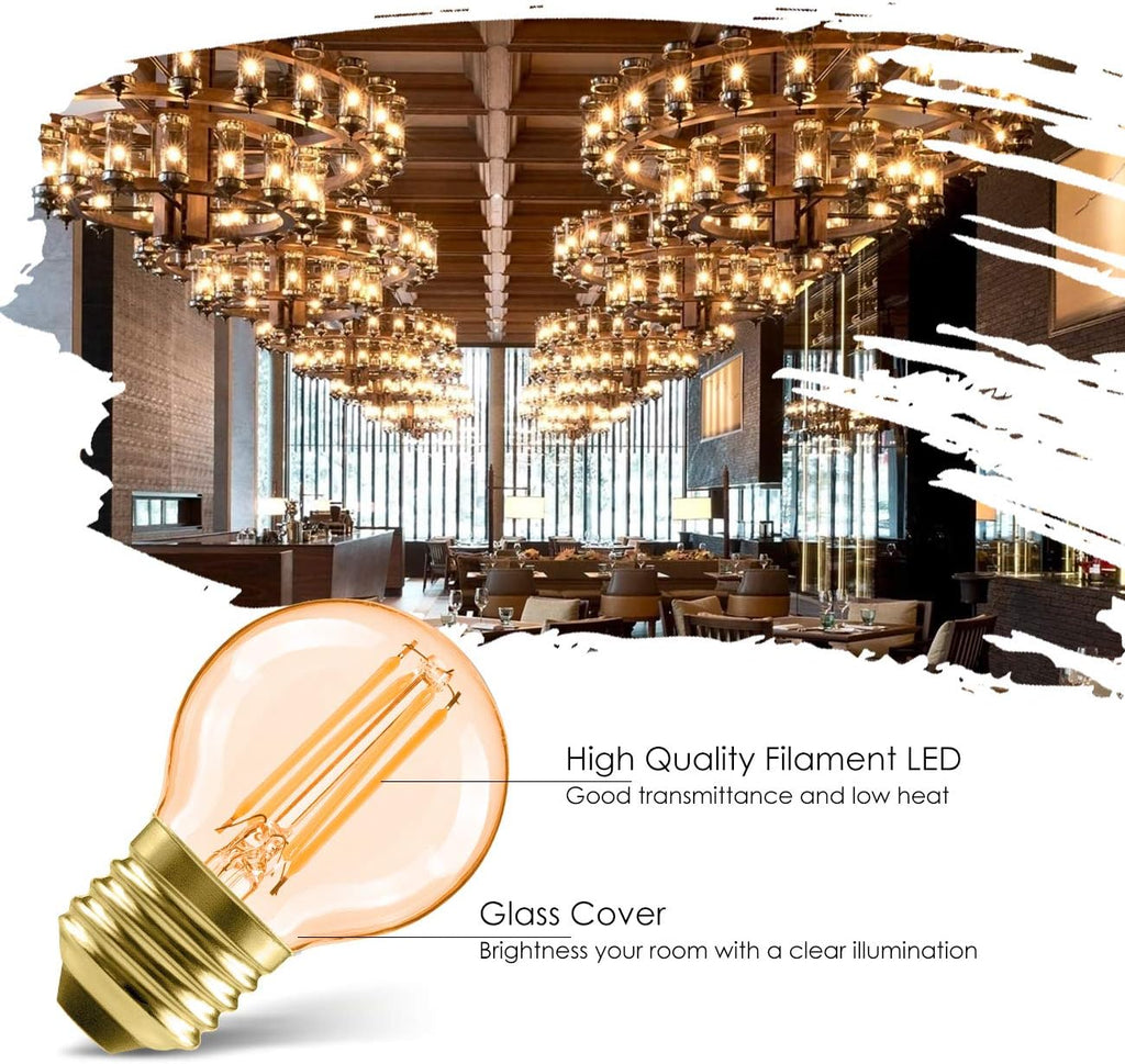 LVWIT G14 LED Filament Globe Bulb 5.5W(40W Equivalent), Dimmable 2500K Warm White E26 Screw Base, Decorative Edison Light Bulb, UL-Listed(6-Pack),Amber Yellowish